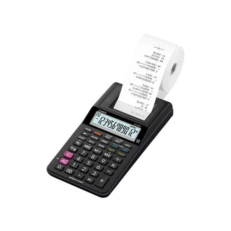 CALCULADORA CASIO HR-8RC-WE PAPEL NEGRA