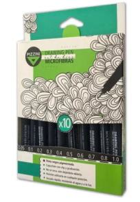 MICROFIBRA PIZZINI DRAWING PEN x 10u SURT.