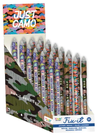 BOLIGRAFO KIRUKI BORRABLE CAMO 0.7mm AZUL