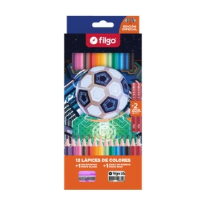 LAPICES COLOR FILGO FANTASIA FUTBOL x 12L + 2HB