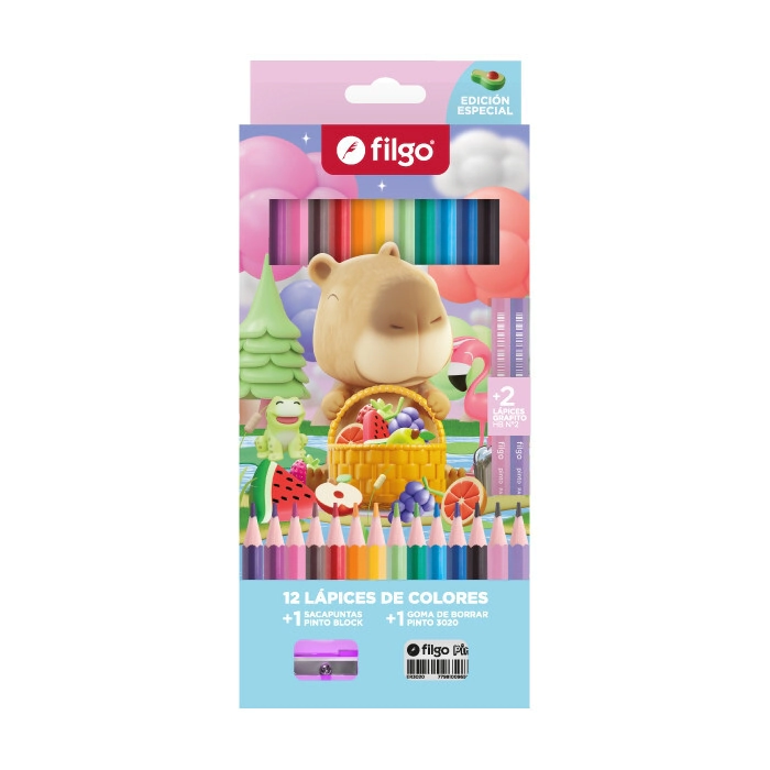 LAPICES COLOR FILGO FANTASIA CAPYBARA x 12L + 2HB