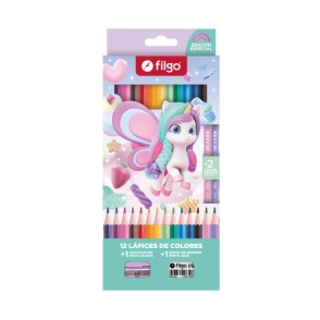 LAPICES COLOR FILGO FANTASIA UNICORNIO x 12L + 2HB