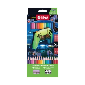 LAPICES COLOR FILGO FANTASIA GAMER x 12L + 2HB
