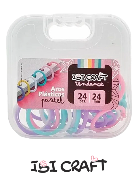IBI CRAFT AROS PLASTICOS 4 COLORES PASTELES 24mm x 24pcs