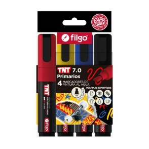 MARCADOR FILGO TNT 7.0 AL AGUA COLORES PRIMARIOS x 4u