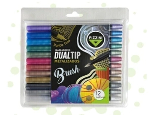 MARCADOR PIZZINI DUALTIP METALIZADOS x 12u