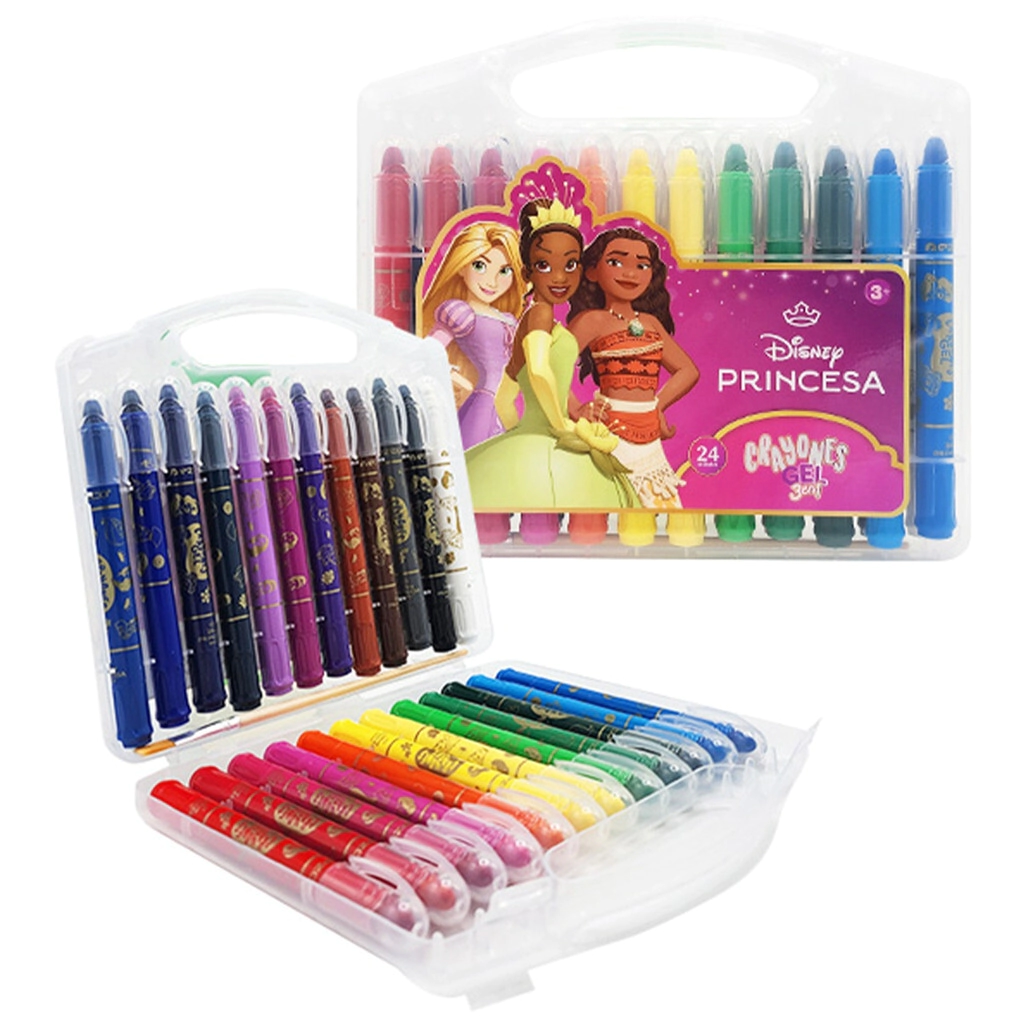 PINTURITAS EZCO GEL x 24u PRINCESA 3 en 1 (valija plastica)