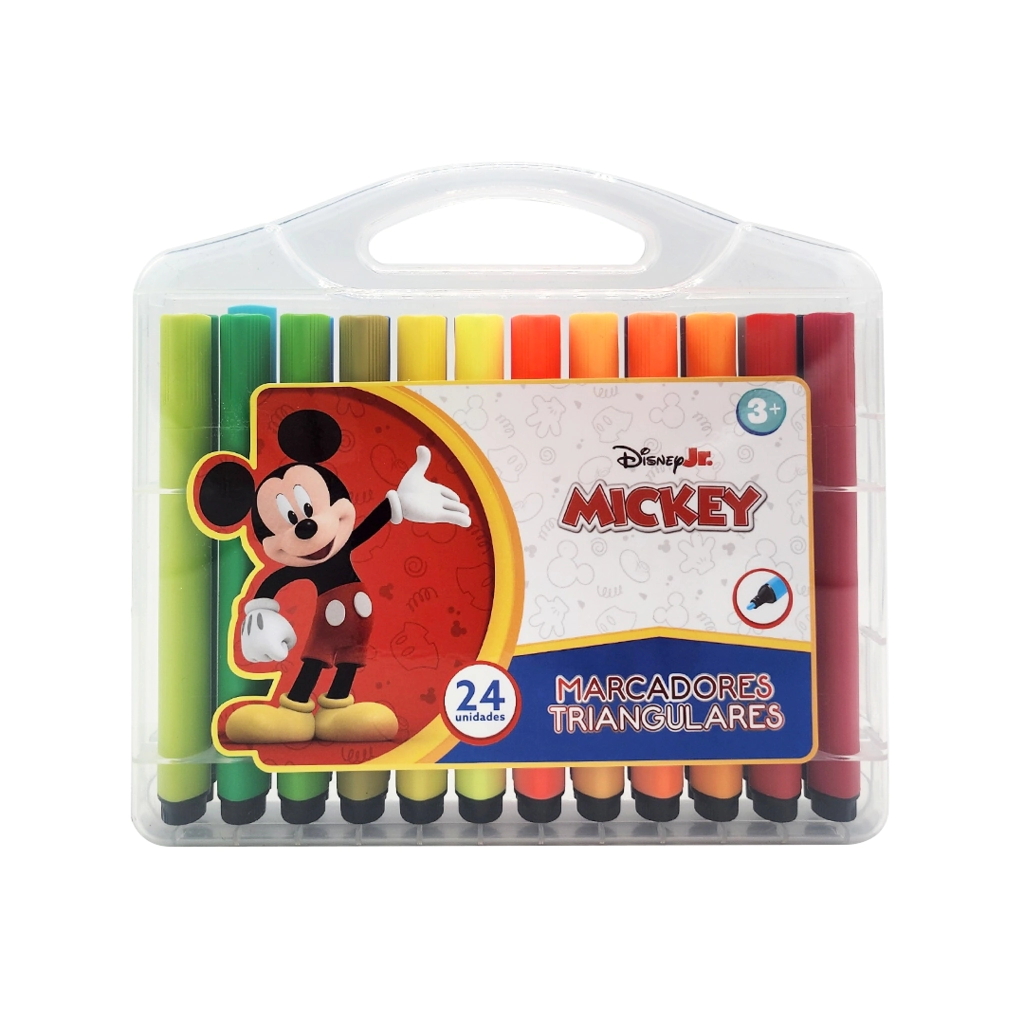 MARCADOR EZCO TRIANGULAR x 24u MICKEY (valija plastica)