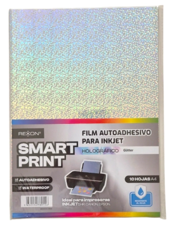 FILM REXON A4 AUTOADHESIVO HOLOGRAFICO GLITTER x 10hjs