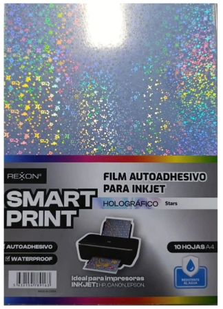 FILM REXON A4 AUTOADHESIVO HOLOGRAFICO STARS x 10hjs