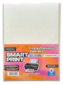 FILM REXON A4 AUTOADHESIVO HOLOGRAFICO TRANSP. GLITTER x 10hjs