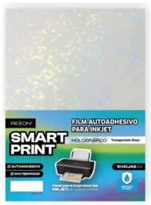 FILM REXON A4 AUTOADHESIVO HOLOGRAFICO TRANSP. GLASS x 10hjs