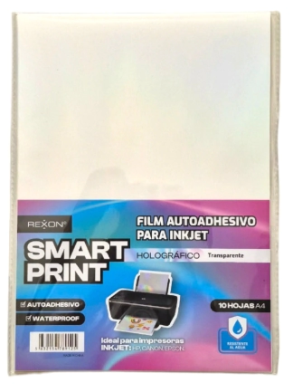 FILM REXON A4 AUTOADHESIVO HOLOGRAFICO TRANSP. x 10hjs