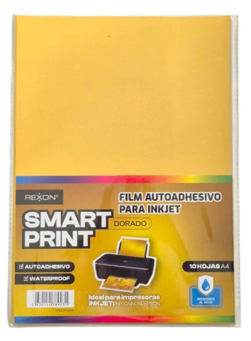 FILM REXON A4 AUTOADHESIVO DORADO x 10hjs