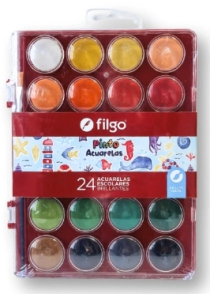 ACUARELA FILGO ESTUCHE PLASTICO x 24u