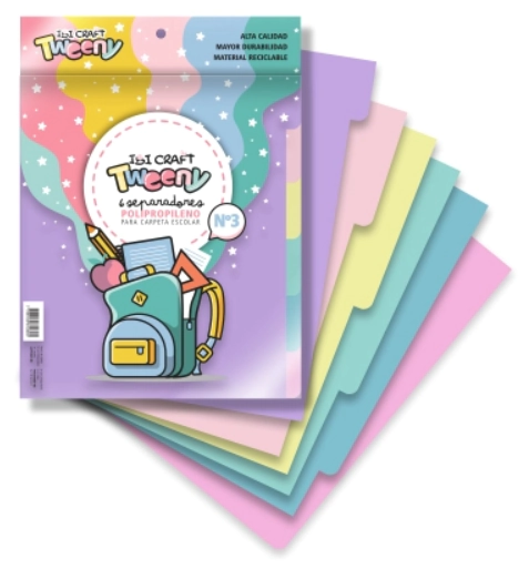 IBI CRAFT SEPARADOR N�3 COLORES PASTELES x 6u