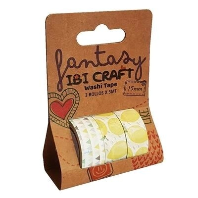 IBI CRAFT WASHI TAPE DISPLEY x 3u DE 5mts "LEMMON"