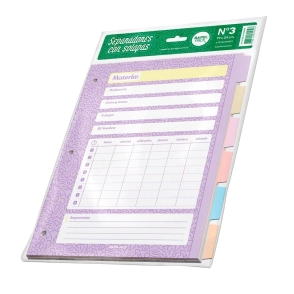 SEPARADOR RAPEL PACK Nº3 C/SOLAPA Y HORARIO PASTEL x 6u