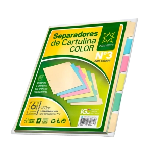 SEPARADOR IGNEO Nº3 COLOR C/SOLAPA x 6u