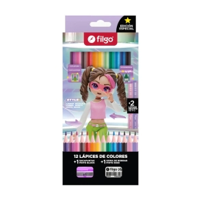 LAPICES COLOR FILGO FANTASIA DIGITAL STYLE x 12L + 2HB