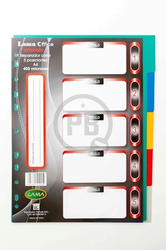 SEPARADOR LAMA A4 5 POS. x 400MICR.