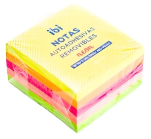 IBI MEMO FLUO 76x76mm x 400hjs 5 COLORES