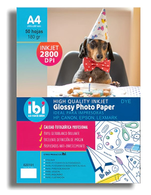 PAPEL FOTOGRAFICO IBI A4 x 180grs x 50hjs
