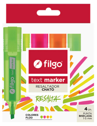 RESALTADOR FILGO TEXT MARKER FLUO ESTUCHE x 4u
