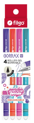 BOLIGRAFO FILGO BORRABLE BORRAX SE ROLLER GEL x 4u BRILLANTE