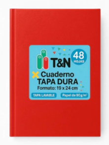 CUADERNO T&N ACUARIO T/D 19x24 x 48hjs RY ARA&Ntilde;A ROJO 70grs N3