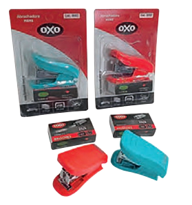 ABROCHADORA LAMA OXO 24/6 MINI CYAN-MAGENTA + BROCHES