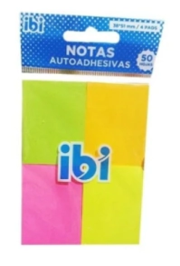 MEMO IBI NEON 38x51mm x 50hjs 4 COL.