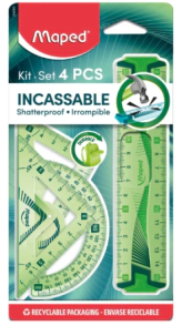 SET GEOMETRICO MAPED TRAZADO 15cm x 4pcs INCANSSABLE