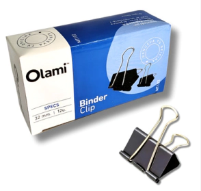 BINDER CLIP OLAMI 32mm NEGRO x 12u