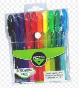 BOLIGRAFO PIZZINI 1mm x 10u SURTIDO
