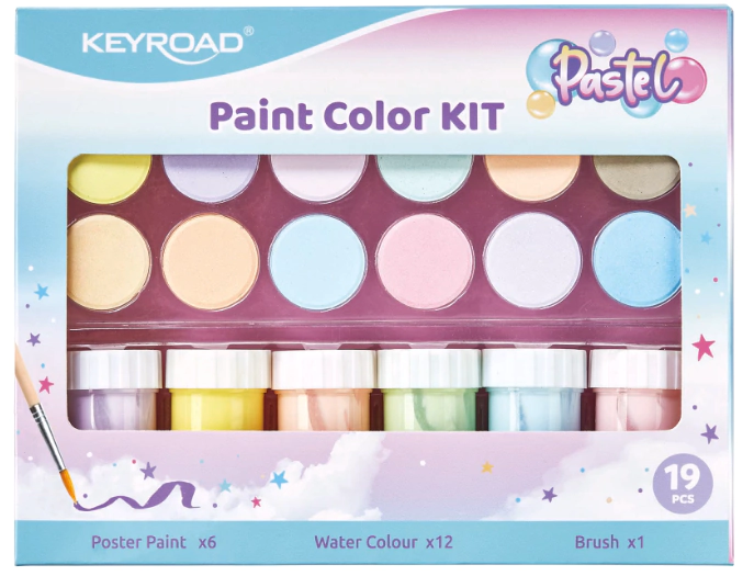 KIT KEYROAD 6 TEMPERAS + ACUARELA x 12 + PINCEL