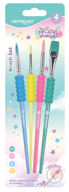 PINCEL KEYROAD BLISTER C/GRIP PASTEL x 4u