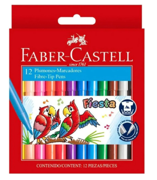 MARCADOR FABER-CASTELL FIESTA x 12u est. carton