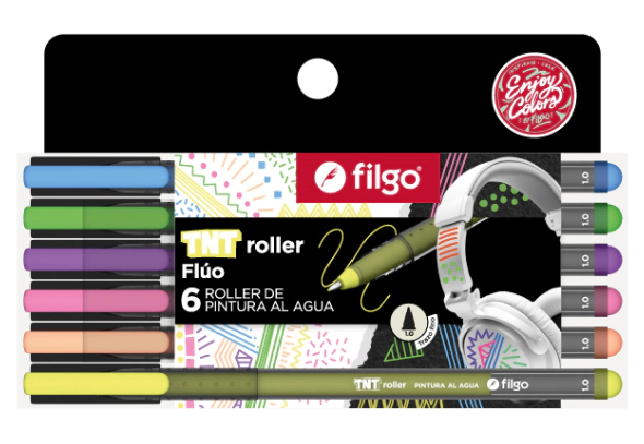 BOLIGRAFO FILGO TNT ROLLER AL AGUA FLUO 1.0mm x 6u