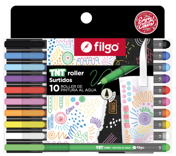 BOLIGRAFO FILGO TNT ROLLER AL AGUA 1.0mm x 10u SURT.
