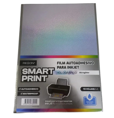 FILM REXON A4 AUTOADHESIVO HOLO MICROGLITTER x 10hjs
