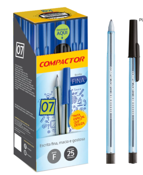 BOLIGRAFO COMPACTOR FINA 0.7 x 25u NEGRO