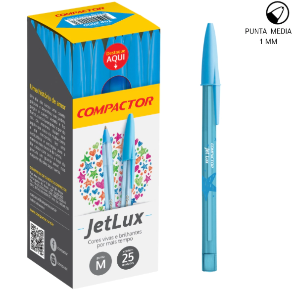 BOLIGRAFO COMPACTOR JETLUX x 25u AZUL TURQUESA