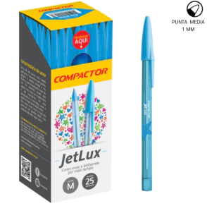 BOLIGRAFO COMPACTOR JETLUX x 25u AZUL TURQUESA