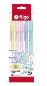BOLIGRAFO FILGO STICK 024 CLASICO 1mm PASTEL x 5u AZUL