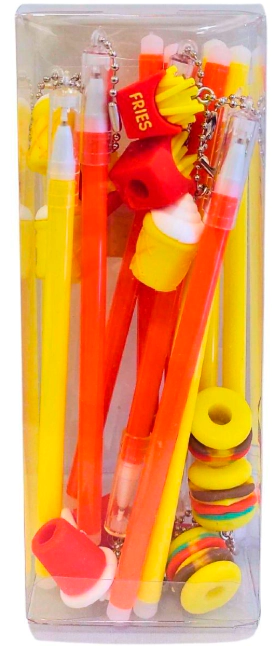 COLOURS BOLIGRAFO PUNTA AGUJA C/ COLGANTE FAST FOOD X 12U