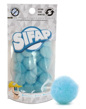 POMPONES SIFAP DE FELPA CELESTE de 20mm x 20u