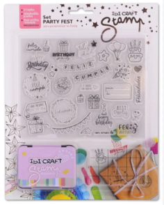 IBI CRAFT STAMP SET (SELLOS+ALMOHADILLA+BASE) PARTY