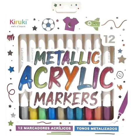 MARCADOR KIRUKI ACRILICOS x 12un METALICOS