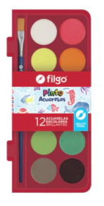 ACUARELA FILGO PINTO ESTUCHE PLASTICO x 12u